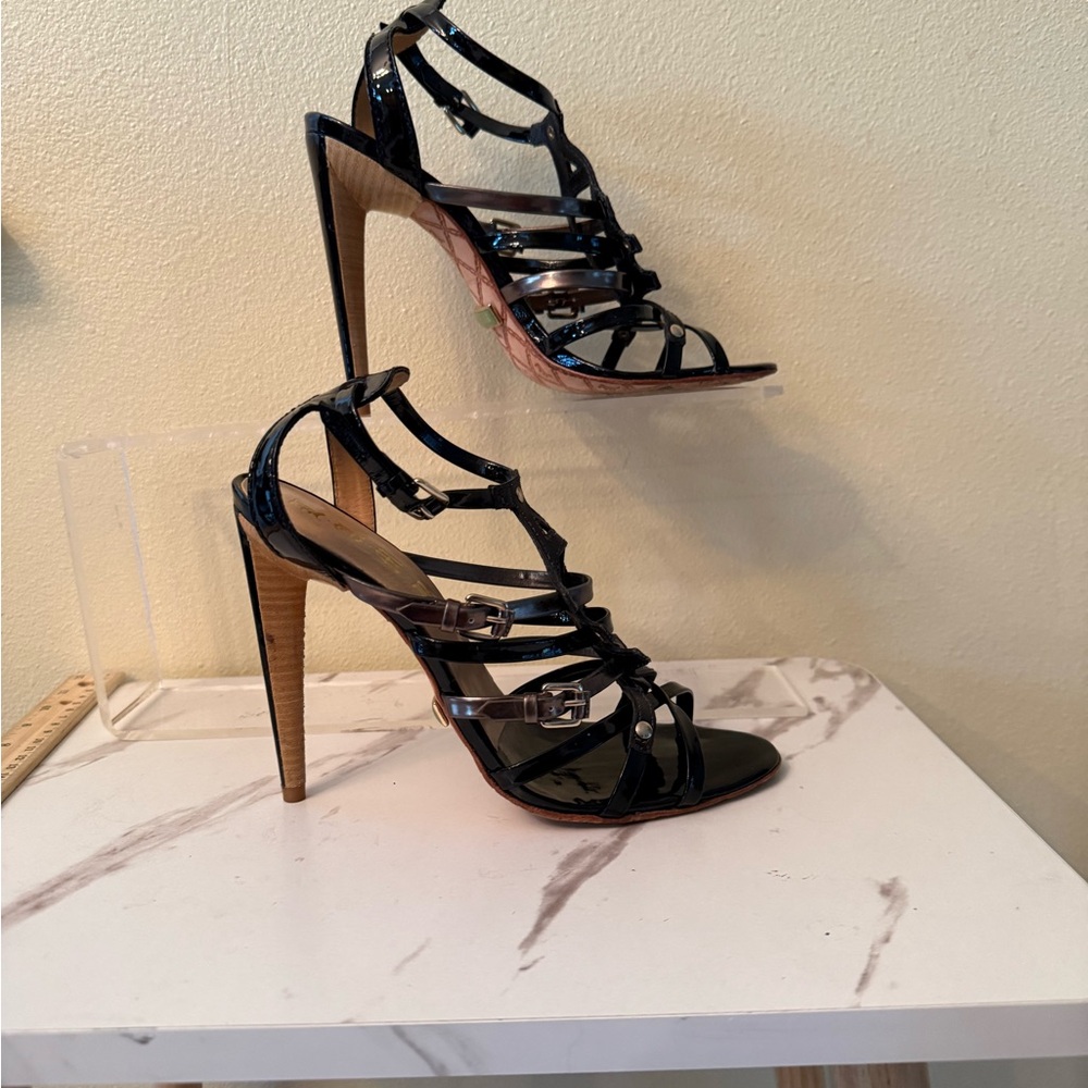 Lamb Black Cage Stilettos, EUC, Size 7-1/2
